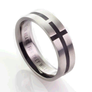 014386: Men&amp;quot;s Stainless Steel Ring with Black Cross, Size 11