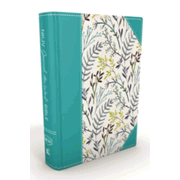 090913: NKJV Journal the Word Bible, Large Print, Hardcover, Blue Floral Cloth, Red Letter Edition