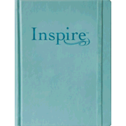 419850: NLT Inspire Large Print Bible for Creative Journaling Hardcover Tranquil Blue Leatherlike