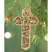 24850X: Gold Nativity Cross Ornament