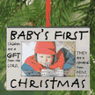 12255X: Baby&amp;quot;s First Christmas Silver Photo Frame Ornament