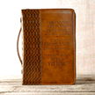 3117082: For I Know the Plans, Bible Cover, Brown, Large