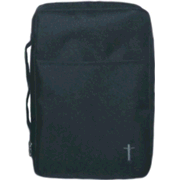 003345: Embroidered Canvas Bible Cover, Black, X-Large