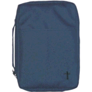 003376X: Embroidered Canvas Bible Cover, Navy, X-Large