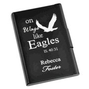 0896373: Personalized, Metal Business Card Holder, Like Wings On Eagles, Black