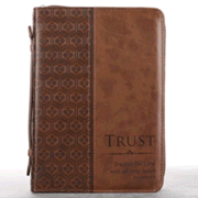 111356X: Trust Proverbs 3:5 Bible Cover, Brown, Medium