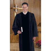 123582: Black Pulpit Robe with Velvet Panel, 55 In.