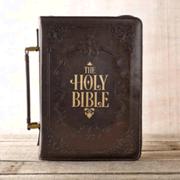 124363X: Holy Bible Bible Cover, Lux Leather, Brown, Medium