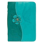 235884: Butterfly Bible Cover, Teal, Medium