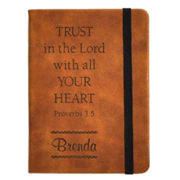 263969X: Personalized, Leather Notebook, Trust In The Lord,  Small, Tan