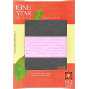 338644: NLT One Year Bible Slimline Edition, TuTone Leatherlike Gray/Pink