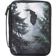 524711: Wings As Eagles Bible Cover, Black, Large