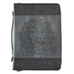 0130142: Be Strong and Courageous Bible Cover, LuxLeather, Black