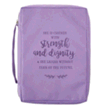 0131644: She Is Clothed With Strength and Dignity Bible Cover, Canvas, Purple, Large