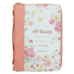 0131811: He Works All Things For the Good Bible Cover, LuxLeather, Floral