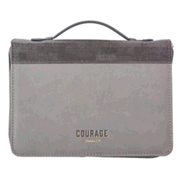 0130289: Courage Bible Cover, Lux Leather, Gray, Large