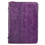 0130401: Faith, Hebrews 11:1, Bible Cover, Lux Leather, Purple, X-Large