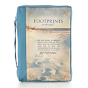 0131880: Footprints Bible Cover, Canvas, X-Large
