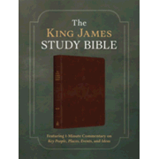 512078: King James Study Bible: 1-Minute Commentary Edition--soft leather-look, burgundy sword &amp; shield
