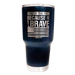 523682: Land of the Free Because of the Brave Stainless Steel Tumbler, Navy Blue