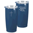 9900560: As For Me and My Household, We Will Serve the Lord Stainless Steel Tumbler, Navy Blue