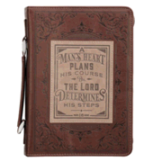 0134195: A Man&amp;quot;s Heart Bible Cover, Lux Leather Brown, Large