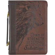 0136533: Lord Is My Strength Bible Cover, Brown, Large