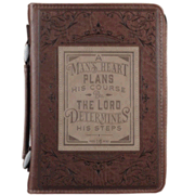 0137330: A Man&amp;quot;s Heart Plans His Course Bible Cover, Brown, X-Large