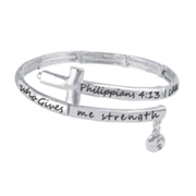 016864: Philippians 4:13 Silver Tone Stretch Bracelet