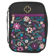 021258: Books of the Bible Cover, Floral, Black, X-Large