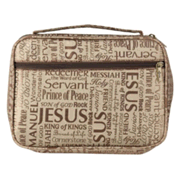 023660: Names of Jesus Bible Cover, Jaquard Brown, X-Large