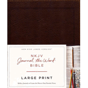 090890: NKJV Journal the Word Bible, Large Print, Bonded Leather, Brown, Red Letter Edition