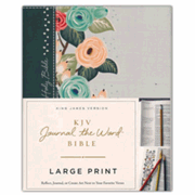 133881: KJV Journal the Word Bible, Large Print, Hardcover, Green Floral Cloth, Red Letter Edition