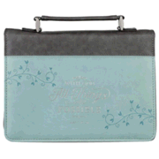 13729X: With God All Things Are Possible Bible Cover, Teal, X-Large