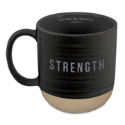 186960: Strength, Joshua 1:9, Ceramic Mug, Textured, Black