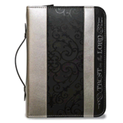 256984: Trust in the Lord, Proverbs 3:5, Bible Cover, Black and Silver, X-Large