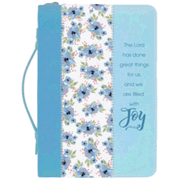 273978: Blue Flowers Bible Cover, X-Large