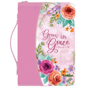 283107: Grow in Grace Bible Cover, Pink Floral, Medium