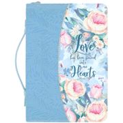 283245: Love Bible Cover, Blue Floral, X-Large