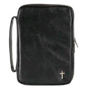 416588: Leather Bible Cover, Black, Large