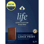 439864: KJV Large-Print Life Application Study Bible, Third Edition--soft leather-look, brown/mahogany (indexed)