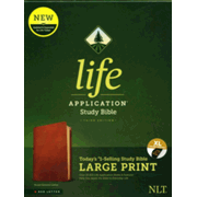 6446893: NLT Large-Print Life Application Study Bible, Third Edition--genuine leather, brown (indexed)