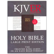 691619: KJVER Large Print Holy Bible--genuine cowhide, mahogany (indexed)