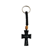 715392: Faith Cross Keychain, Hand Carved Serpentine Stone