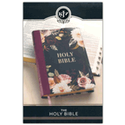 729922: KJV Large-Print Thinline Bible--soft leather-look, burgundy Floral