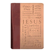 801338: Names of Jesus Italian Duo-Tone Bible Cover, Extra Large
