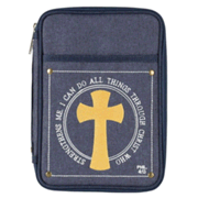 893022: I Can Do All Things Through Christ Bible Cover, Denim, X-Large