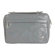 948463: Gray Patchwork Leather Bible Cover, Thinline