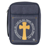 9901239: I Can Do All Things Through Christ Bible Cover, Denim, Small