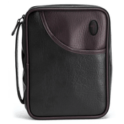111413: Briefcase Style Bible Cover with Cross, Black and Burgundy, Large